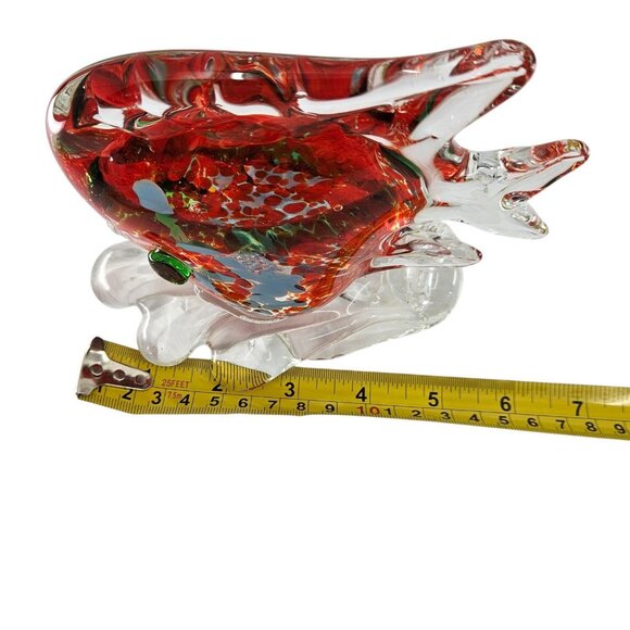 Art Glass Tropical Marine Fish Multicolor Red Green Blue Figurine Sculpture 5" - Picture 4 of 4
